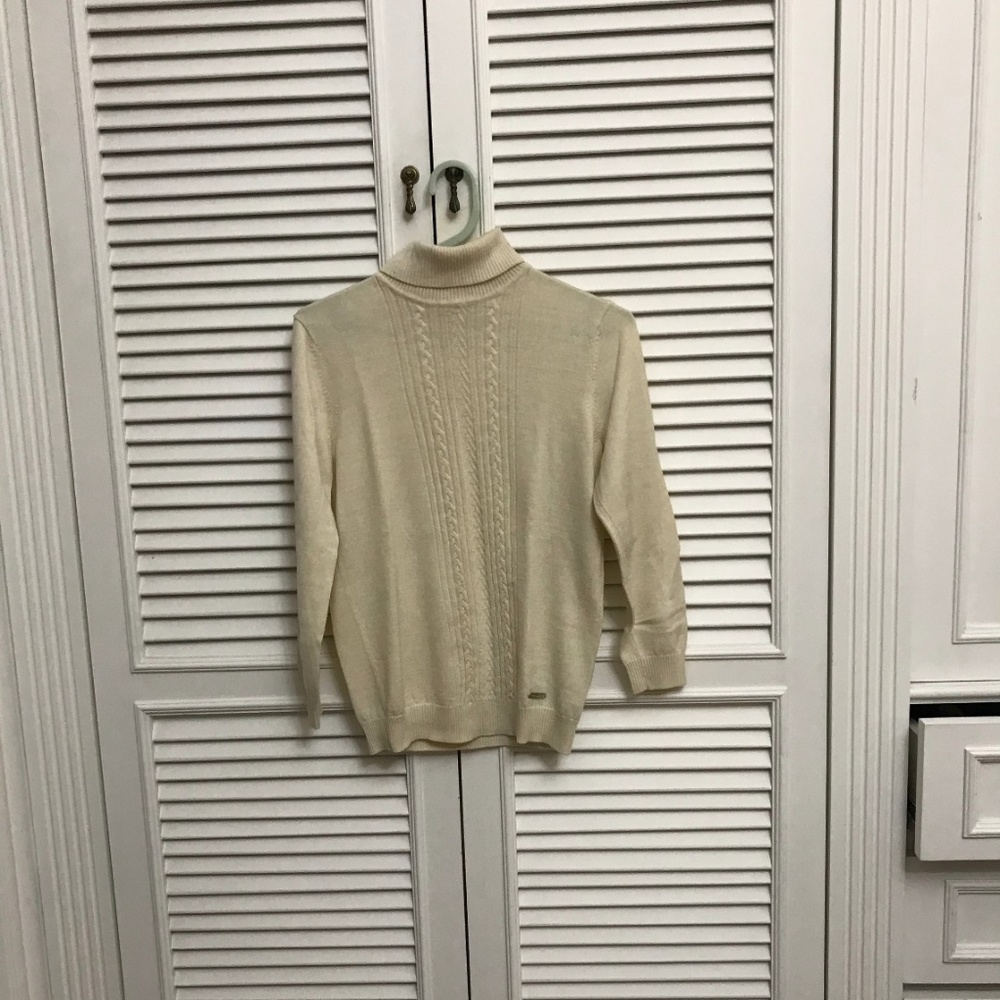Nordstrom Ivory White Cashmere Cable Turtleneck